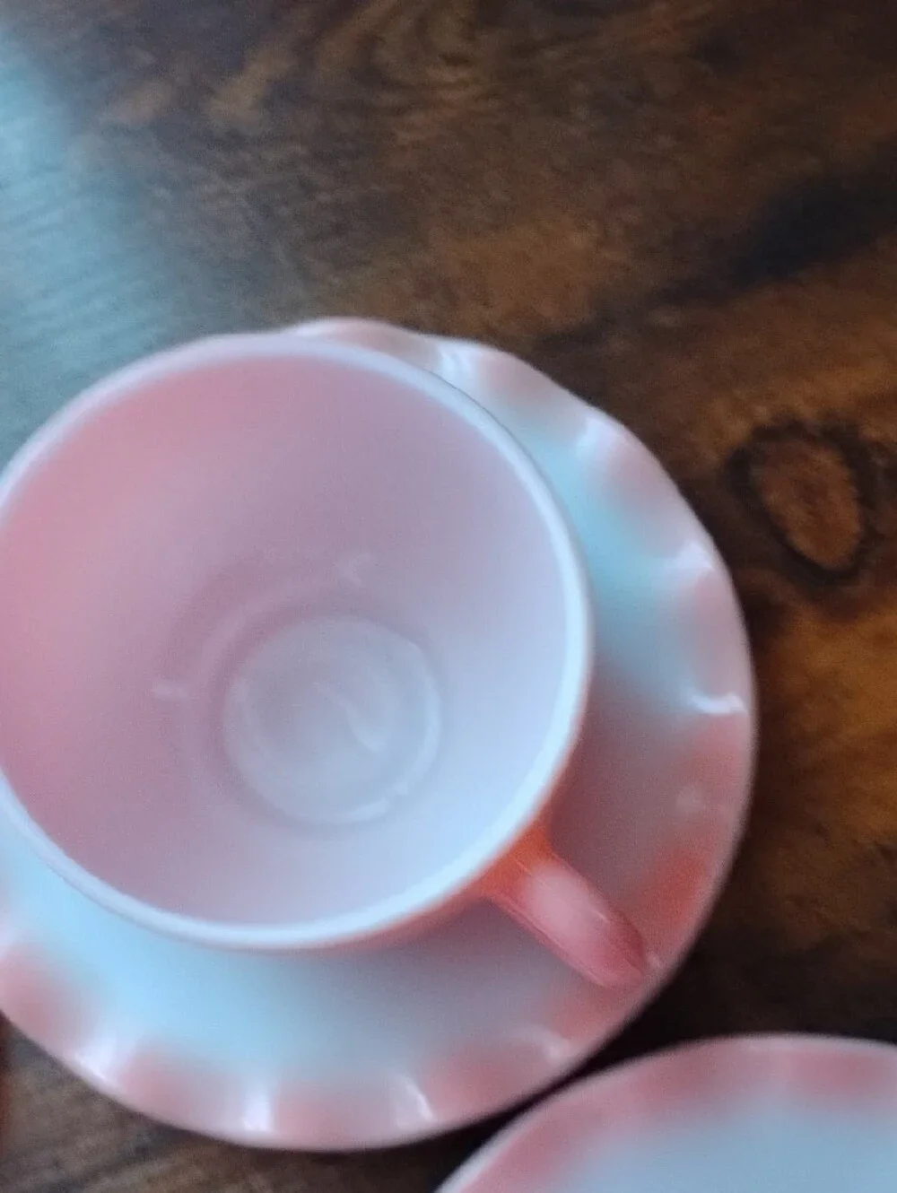 Hazel Atlas Rippled Saucers With Pink Cups